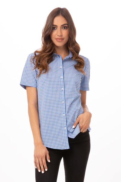 GINGHAM CAMISA MUJER CUADRITOS MANGA CORTA